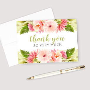 Carte De Remerciements Fête des mariées Mariage de fleurs d'aquarelle ver