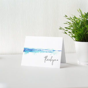 Carte De Remerciements Fête des mariées minimaliste moderne aquarelle ble