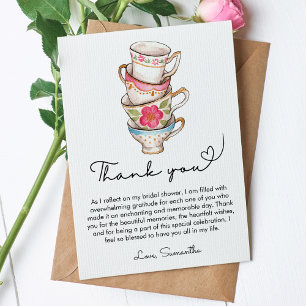 Carte De Remerciements Fête des mariées moderne Blush and White Tea Party