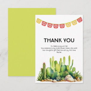 Carte De Remerciements Fête des mariées moderne Fiesta Thème Cactus