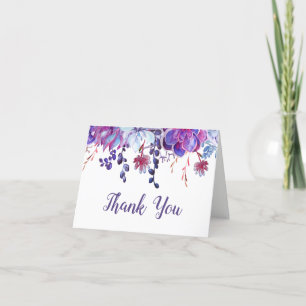 Carte De Remerciements Fête des mariées moderne violet aquarelle Succulen