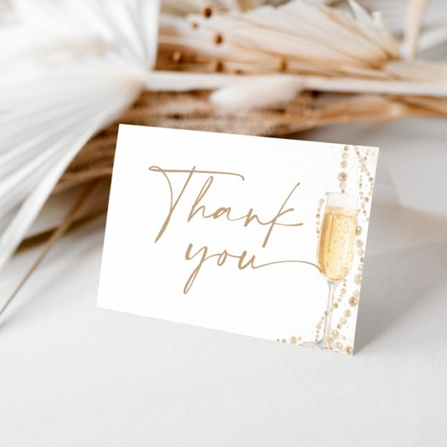 Carte De Remerciements Fête des mariées perles et poursuites, Brunch & Bu (Créateur téléchargé)