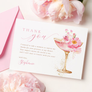 Carte De Remerciements Fête des mariées Petals Prosecco