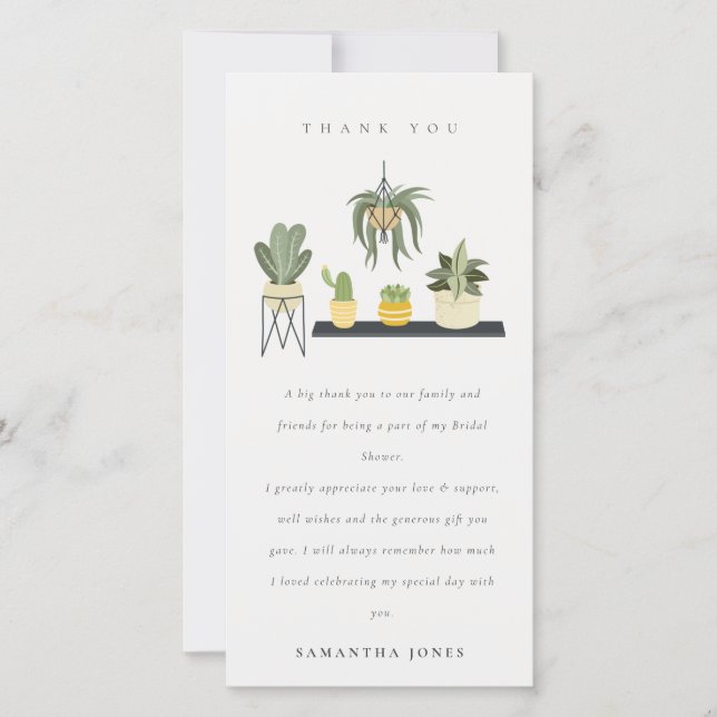 Carte De Remerciements Fête des mariées Plante succulente à pois mou (Devant)