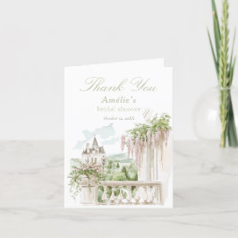 Carte De Remerciements Fête des mariées romantique du Château de Jardin F