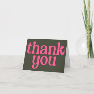 Carte De Remerciements Fête des mariées verte rétro-rose du message perso