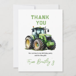 Carte De Remerciements Fête du premier anniversaire du tracteur à la ferm