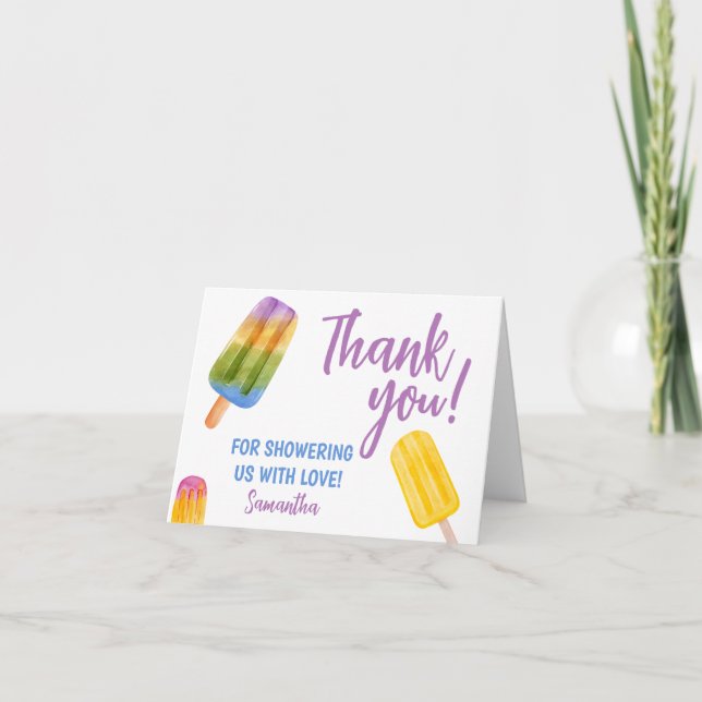 Carte De Remerciements Fête estivale Popsicle baby shower Ice Cream (Devant)