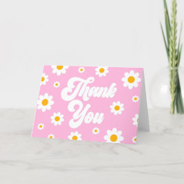 Carte De Remerciements Fête Fleur de Marguerite Rétro Rose