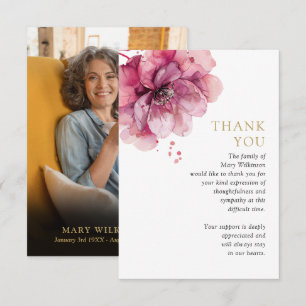 Carte De Remerciements Fête Florale Rose De La Vie Funéraire Photo