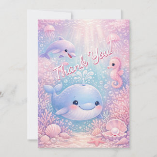 Carte De Remerciements Fête Pastel Océanique Sous l'Océan Fille d'Anniver