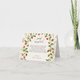 CARTE DE REMERCIEMENTS FÊTE PRÉNATALE BÉBÉ FRAISE SAUVAGE