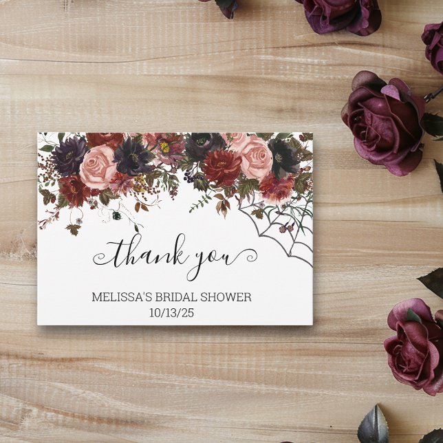 Carte De Remerciements Fête prénatale de mariage floral automnal Hallowee (Créateur téléchargé)