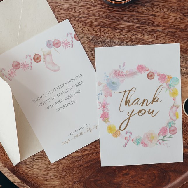 Carte De Remerciements Fête Prénatale Pastel sur le thème de l'Hiver Ench (Créateur téléchargé)