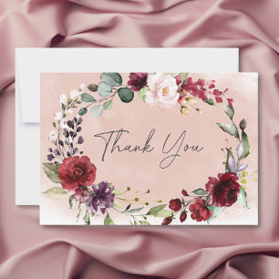 Carte De Remerciements Fête Prénuptiale avec des Roses Rustiques de Bourg