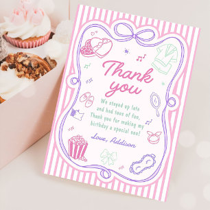 Carte De Remerciements Fête Pyjama Anniversaire Fille
