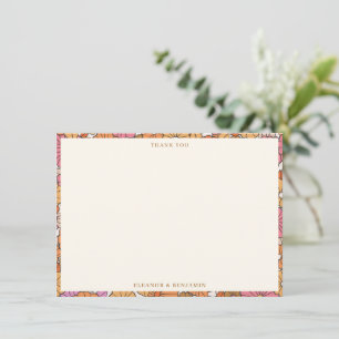 Carte De Remerciements Fête Rétro de Fleurs d'Automne pour Couple Mixte s