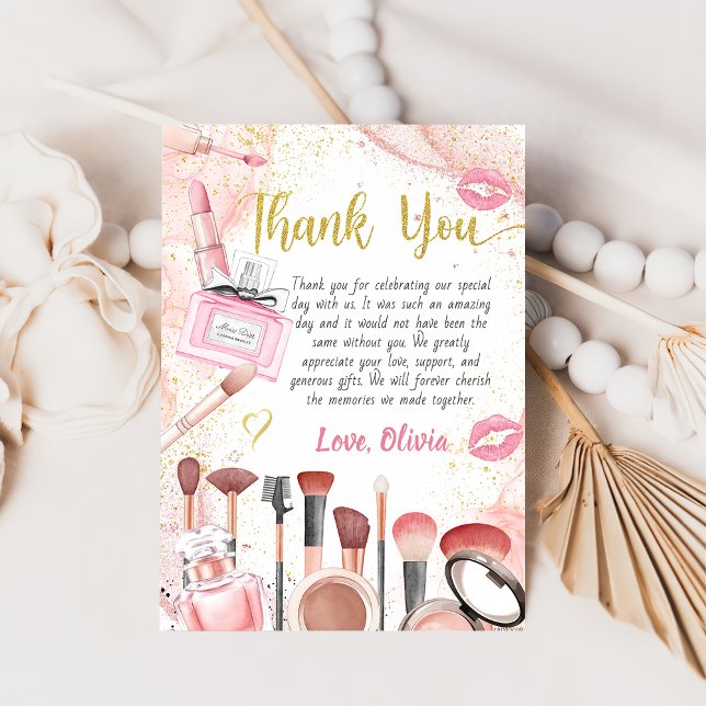 Carte De Remerciements Fête spa Glamor Girl Maquillage Anniversaire (Créateur téléchargé)