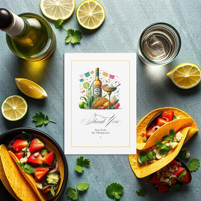 Carte De Remerciements Fête Tacos et Tequila (Fiesta Tacos and Tequila Thank You Card)