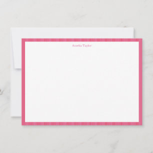 Carte De Remerciements Fêtes personnalisées avec des rayures roses et rou
