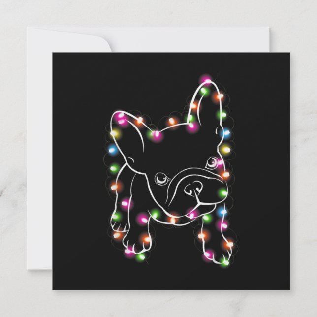 Carte De Remerciements Feu de Noël de Chien de taureaux français (Devant)
