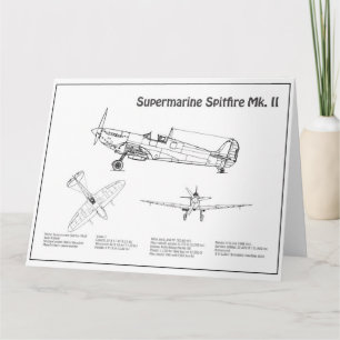 Carte De Remerciements Feu Spitfire Supermarine - Plan d'avion BD