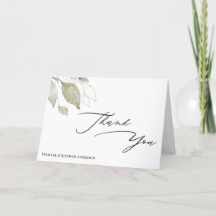 Carte De Remerciements Feuillage botanique Gold Greenery Remerciements