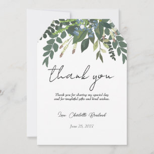 Carte De Remerciements Feuillage de jardin Nature Verdure Baby Shower de