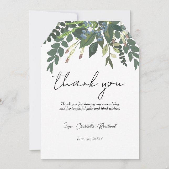 Carte De Remerciements Feuillage de jardin Nature Verdure Shower de maria (Devant)