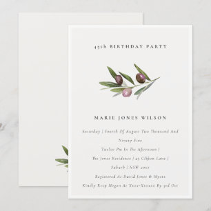 Carte De Remerciements Feuillage d'olive minimal N'importe quel âge Invit