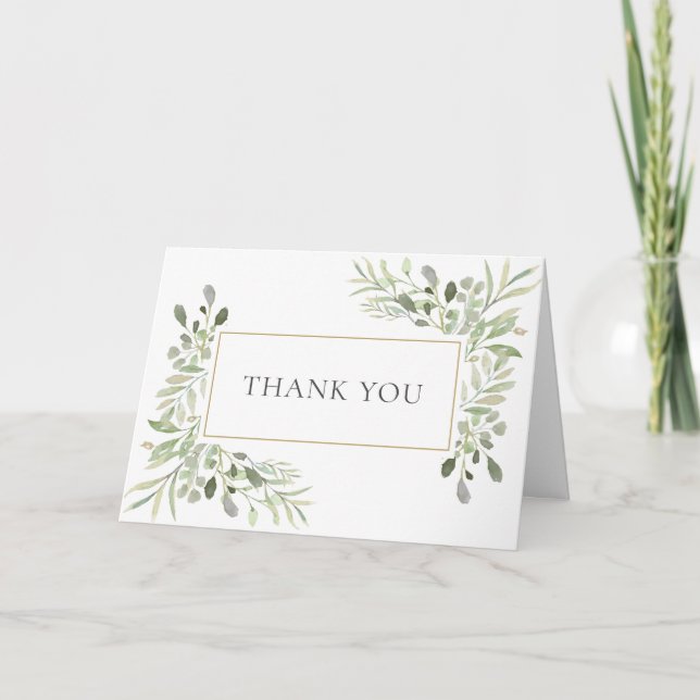 Carte De Remerciements Feuillage végétal Botanique Plié (Devant)