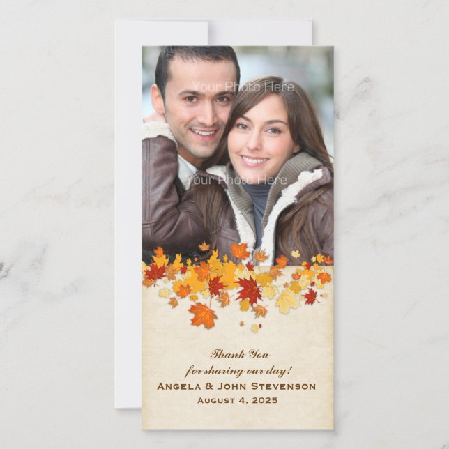 Carte De Remerciements Feuilles d'automne (Devant)