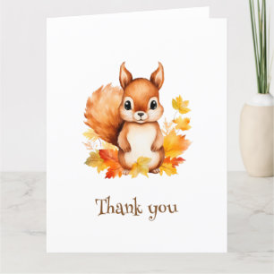 Carte De Remerciements Feuilles d'automne d'écureuil animal mignon person
