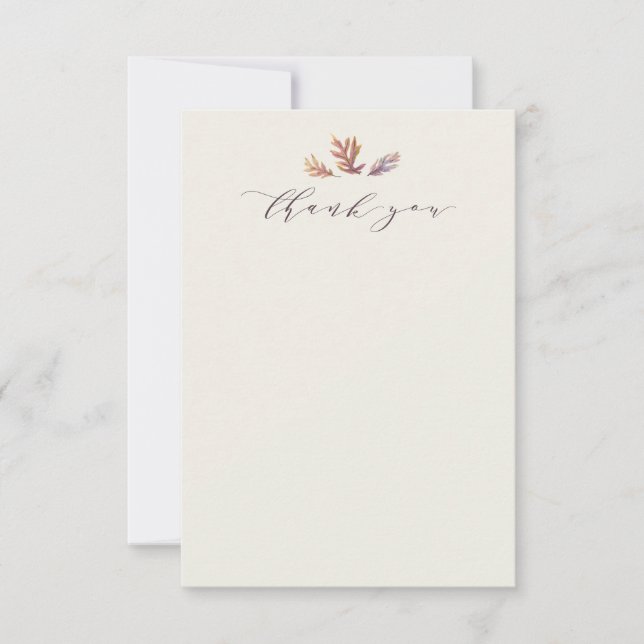 Carte De Remerciements Feuilles d'automne élégant script de prune d'autom (Devant)