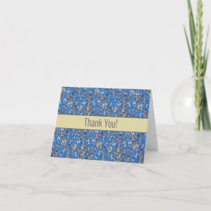 Carte De Remerciements Feuilles D'Automne Et Berries Motif Bleu