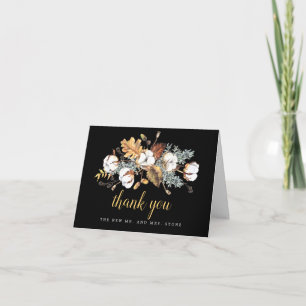 Carte De Remerciements Feuilles de automne florales blanches Photo Mariag