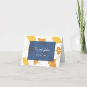 Carte De Remerciements Feuilles de ginkgo tombantes bleu note de remercie