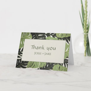 Carte De Remerciements Feuilles de la jungle verte, mariages audacieux me