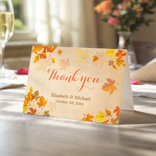 Carte De Remerciements Feuilles de Maple d'Automne Remerciement Élégant (Créateur téléchargé)
