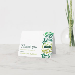 Carte De Remerciements Feuilles de palmiers tropicaux, Mariage de plage