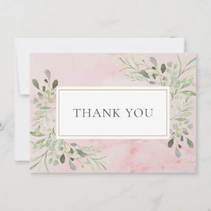 Carte De Remerciements Feuilles de verdure en marbre rose élégant