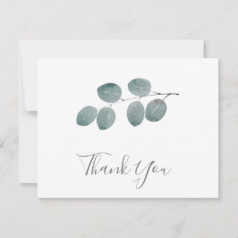 Carte De Remerciements Feuilles d'eucalyptus en argent à l'aquarelle