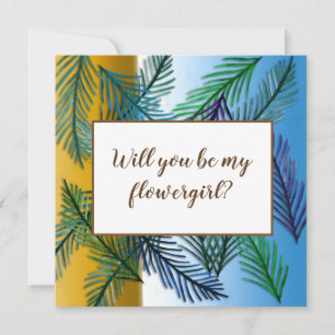 Carte De Remerciements Feuilles tropicales, serez-vous ma demoiselle d'ho