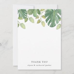 Carte De Remerciements Feuilles tropicaux   Vert et blanc