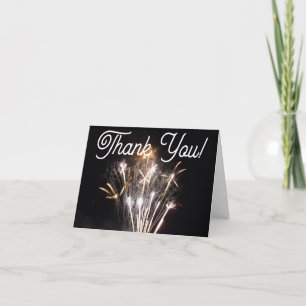 Carte De Remerciements Feux d'artifice blancs et or II Célébration patrio