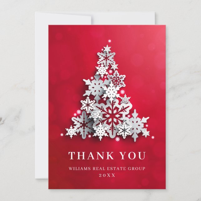 Carte De Remerciements Feux de neige Arbre de Noël Fête d'entreprise (Devant)