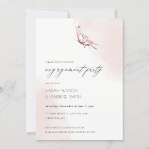 CARTE DE REMERCIEMENTS FIANÇAILLES DE COULEUR D'EAU BLANCHE CUTE INVITATI