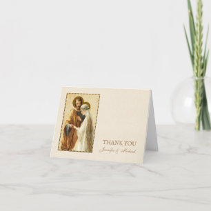 Carte De Remerciements Fiançailles de mariage Mariée Marié Religieux Cath