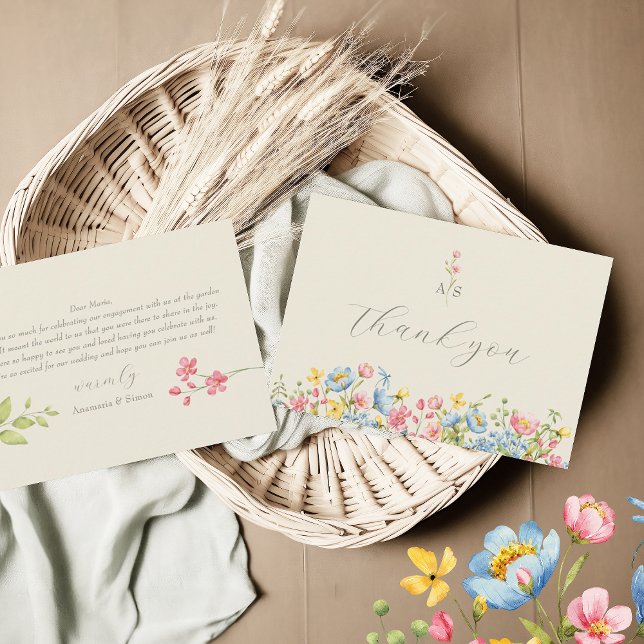 Carte De Remerciements Fiançailles floral du jardin (Créateur téléchargé)