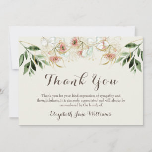 Carte De Remerciements Fiche de remerciement des funérailles florales
